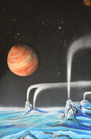 16. Jupiter Europa cryogeysirs akrilfestmény